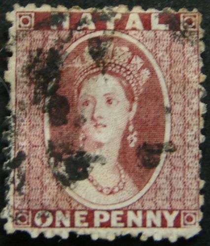 FINE USED NATAL CHALON 1D RED 1863 ISSUE RARE