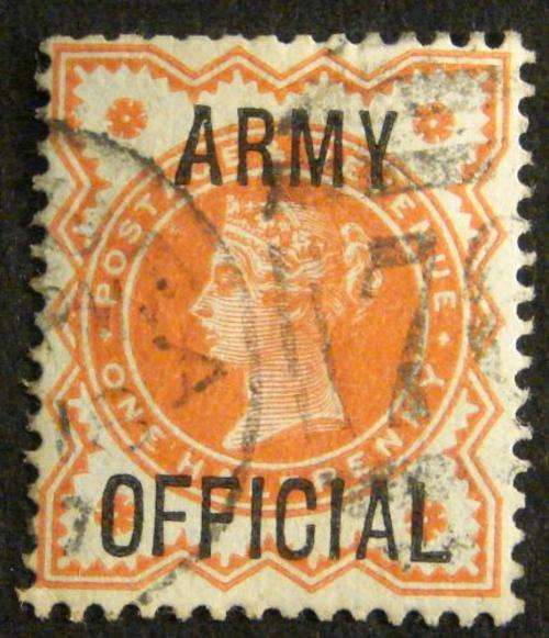 1/2D ORANGE QV ARMY OFFICIAL O/P
