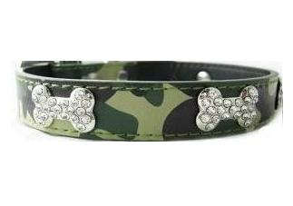 Camo with bling bone Pet Collar
