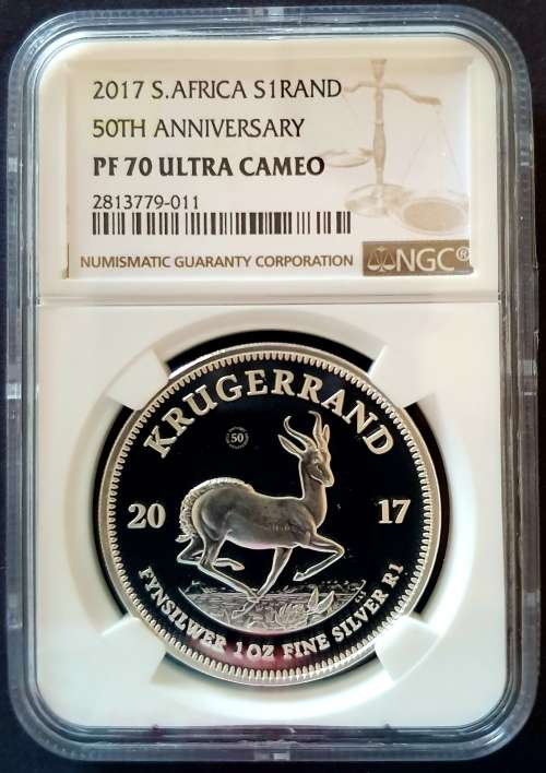 FOR SA COINAGE ONLY (2017 Silver Krugerrand NGC PF70 ULTRA CAMEO - Perfect 50th Anniversary)