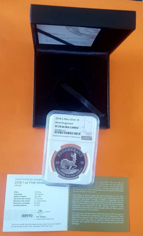 2018 Silver Krugerrand NGC PF70 ULTRA CAMEO - (Perfect)