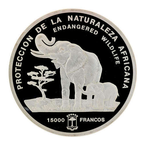 1992 Equatorial Guinea 1Kg  Wildlife Protection Madallion.( Rare).999 Fine Silver