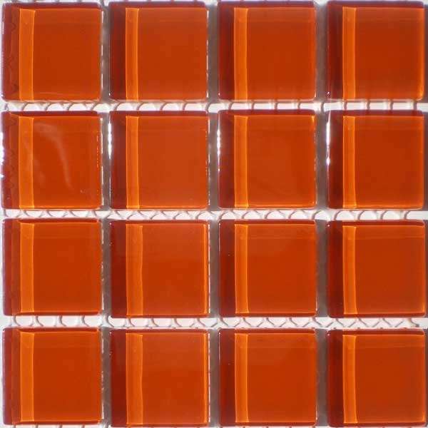 Crystal Glass Mosaic Tiles 23mm x 23mm - BURNT ORANGE
