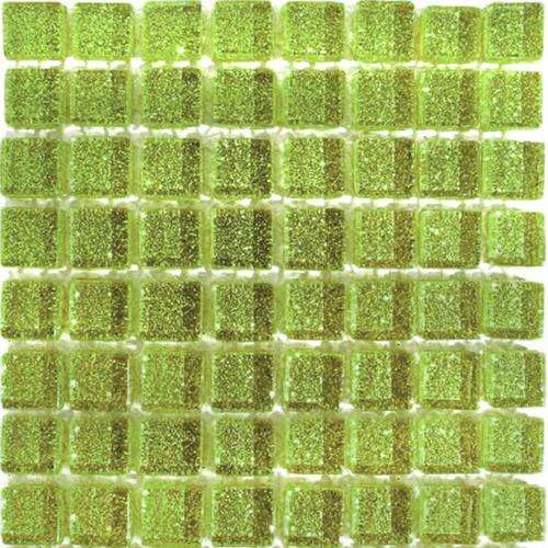 Crystal Glass Mosaic Tiles Mini Glitter 10 x 10 - LIME GREEN