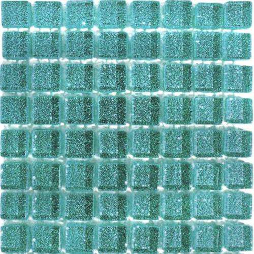 Crystal Glass Mosaic Tiles Mini Glitter 10 x 10 - LIGHT SEA GREEN
