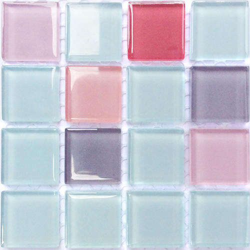ON SALE!!! Crystal Glass Mosaic Tiles 23mm x 23mm - GREY-PINK-ROSE MIX