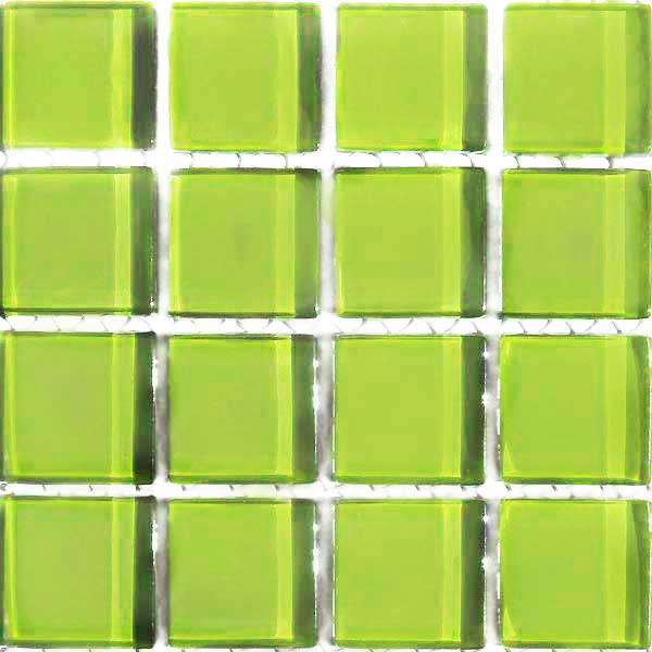 Crystal Glass Mosaic Tiles 23mm x 23mm - LIME GREEN