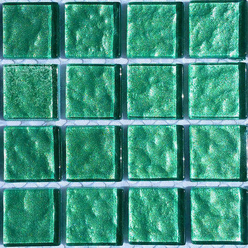 Crystal Glass METALLIC Mosaic Tiles 23mm x 23mm - DARK GREEN