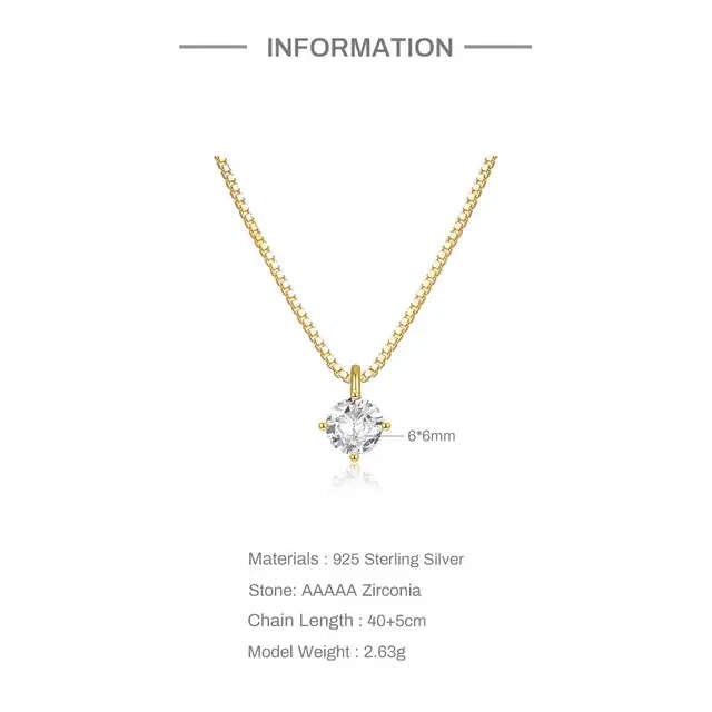 REAL 18K Gold Plated 925 Sterling Silver Necklace With 5A Graded Zirconia