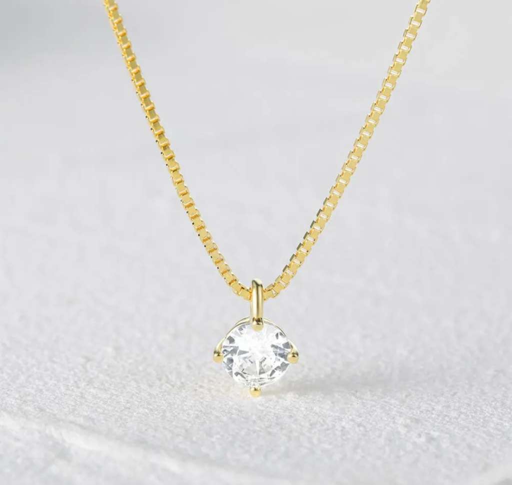 REAL 18K Gold Plated 925 Sterling Silver Necklace With 5A Graded Zirconia