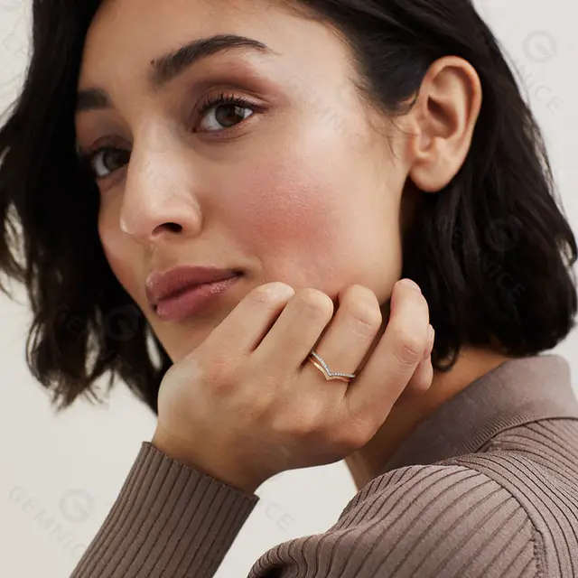 18K Real Gold Plated, V-Shape Moissanite Ring