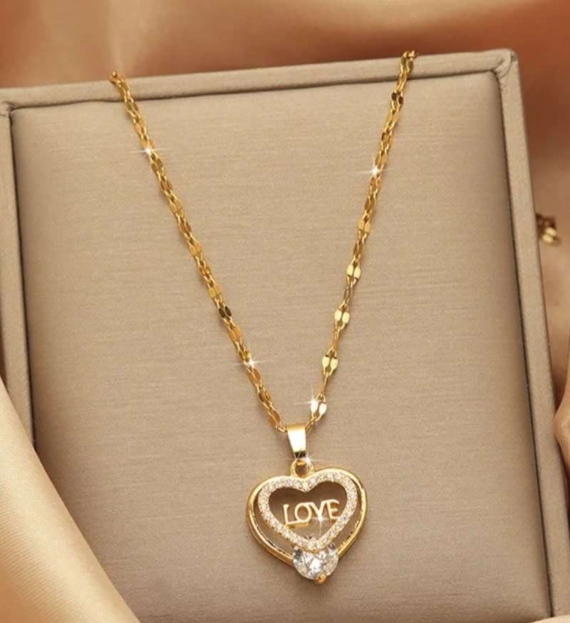 `R999` Bargain 18K Gold Plated Heart Shape Necklaces