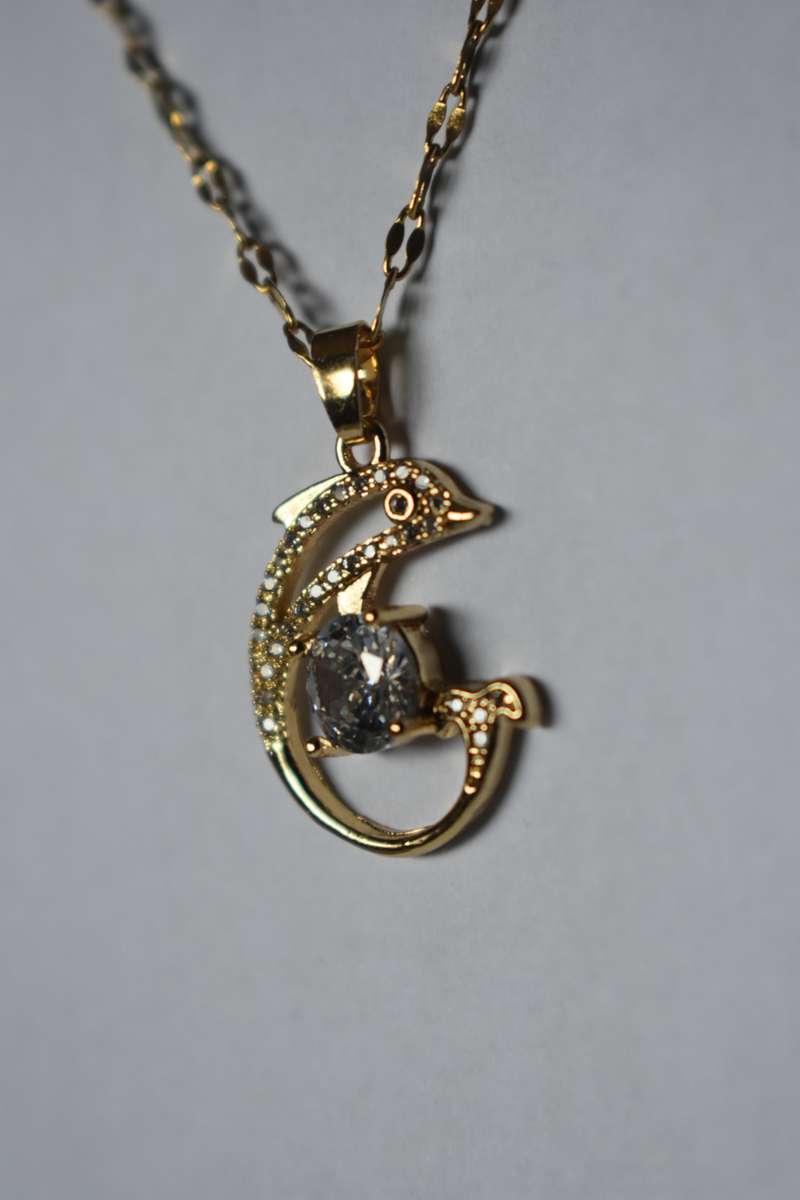 `R999` Bargain 18K Gold Plated Dolphin Necklace