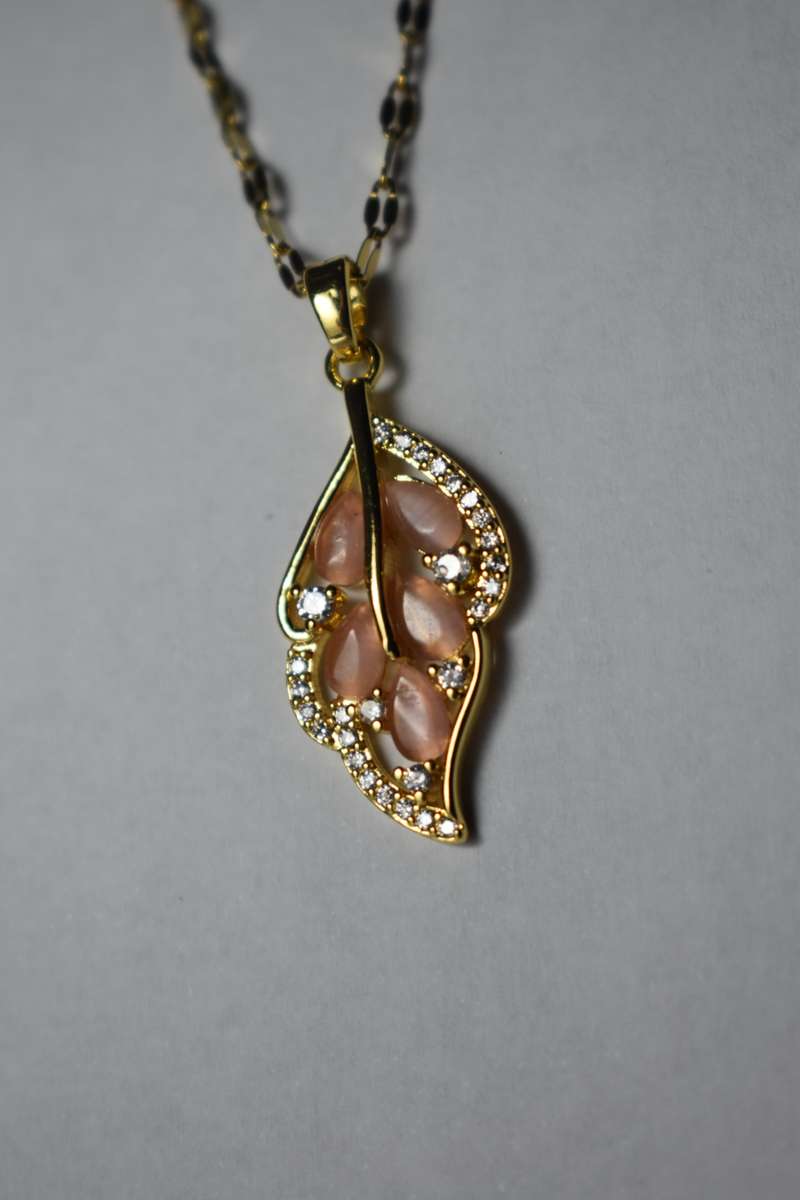 18K Gold Plated Orange Feather Necklace