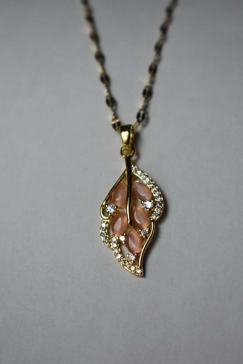 18K Gold Plated Orange Feather Necklace