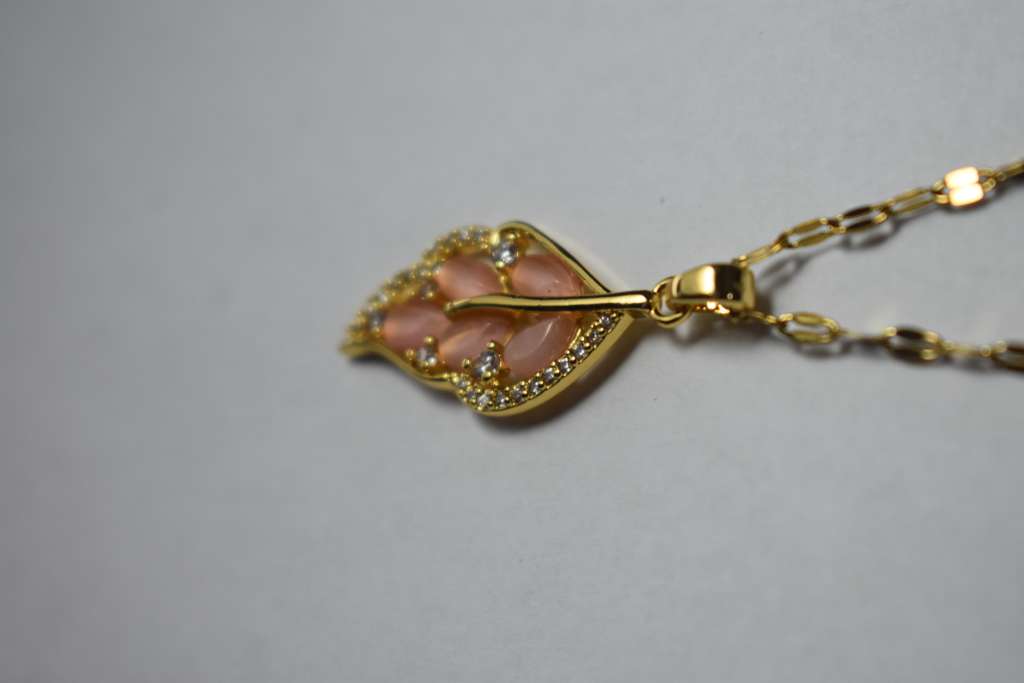 18K Gold Plated Orange Feather Necklace