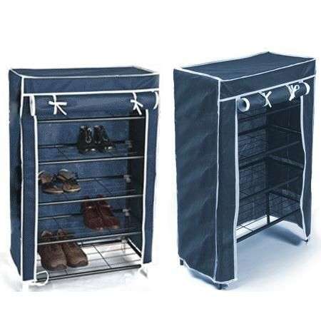 4 Layer Shoe Rack cabinet with Material Wardrobe cover