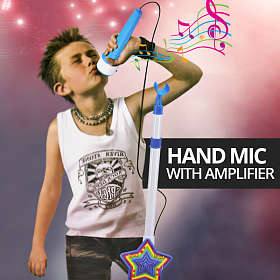 Mini Blue Rock star Mic ,stand with speakers built in - Bulk Offers Welcome