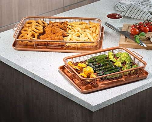 Copper rectangular crispier tray