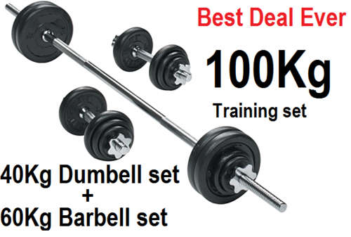 Special!!! 100Kg Barbell and Dumbell Training Set