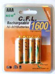 RECHARGEABLE BATTERIES AA OR AAA.  4 X 1600mAh AAA OR 4 X 3800mAh AA . BULK PRICES - MINIMUM 6 UNITS