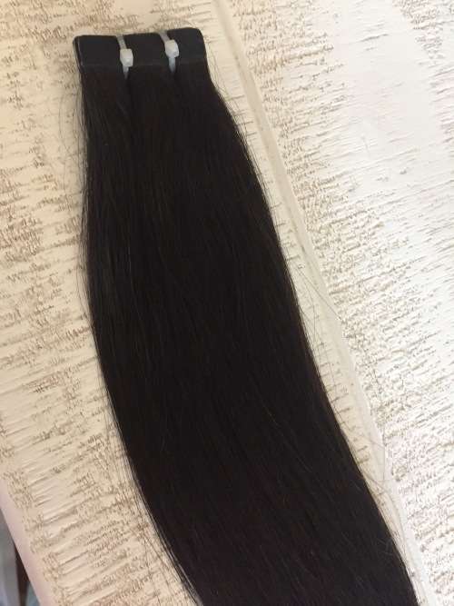 18inch Tape-in hair extensions (REMY real human hair) 1B-off black, 20 pieces