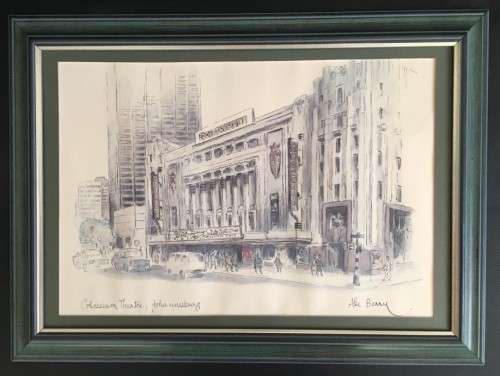 ABE BERRY - SA LISTED ARTIST - ORIGINAL WATERCOLOUR PAINTING OF COLLOSEUM THEATRE JOHANNESBURG