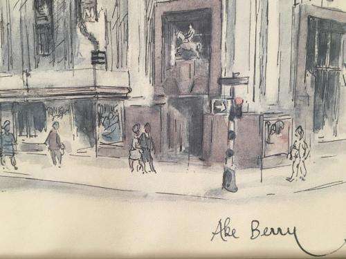 ABE BERRY - SA LISTED ARTIST - ORIGINAL WATERCOLOUR PAINTING OF COLLOSEUM THEATRE JOHANNESBURG