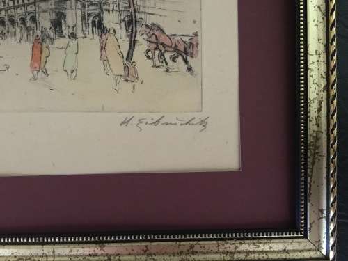 LISTED AUSTRIAN ARTIST - HEDWIG BRECHER EIBUSCHUTZ (1880-1959) TWO ORIGINAL SIGNED ETCHINGS