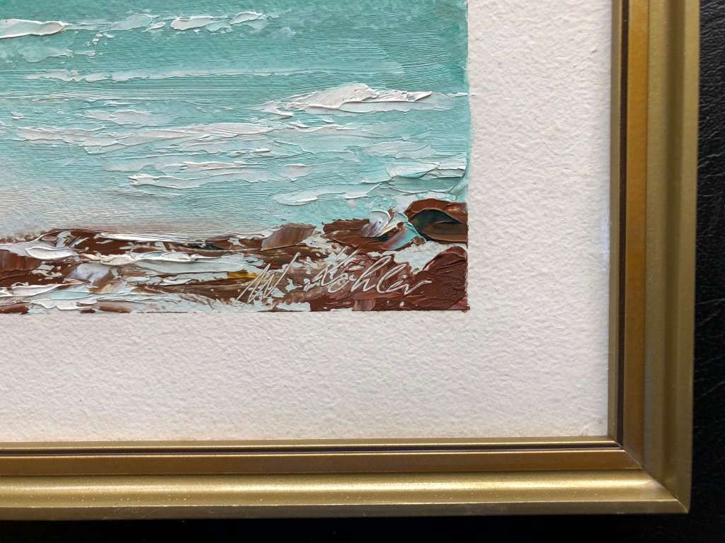 ORIGINAL W. KOHLER  SEASCAPE - OIL PAINTING ON BOARD IN GOLD FRAME