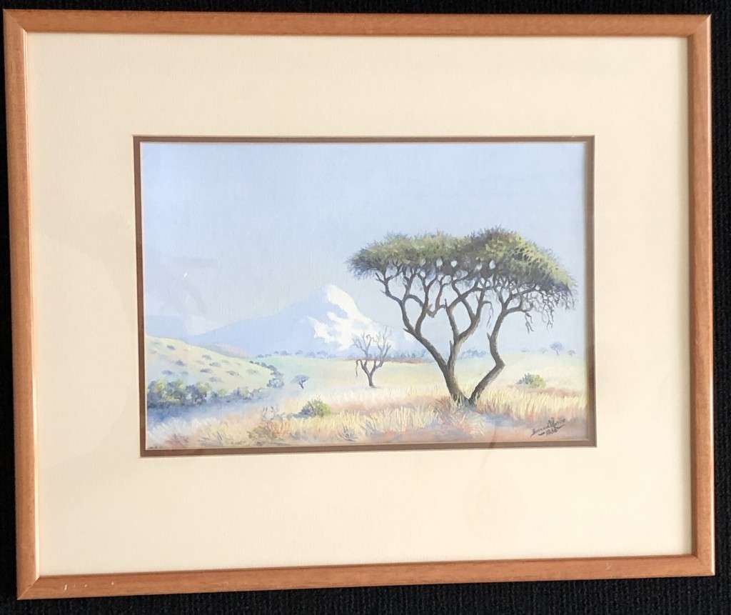 ORIGINAL - BANIE VAN DER MERWE (1903-1972) NAMIBIAN LANDSCAPE - WATERCOLOUR , SIGNED - DATED 1936
