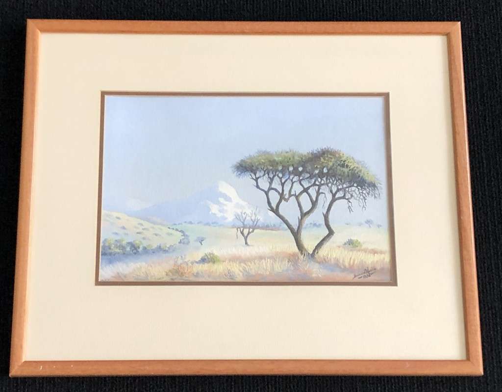 ORIGINAL - BANIE VAN DER MERWE (1903-1972) NAMIBIAN LANDSCAPE - WATERCOLOUR , SIGNED - DATED 1936