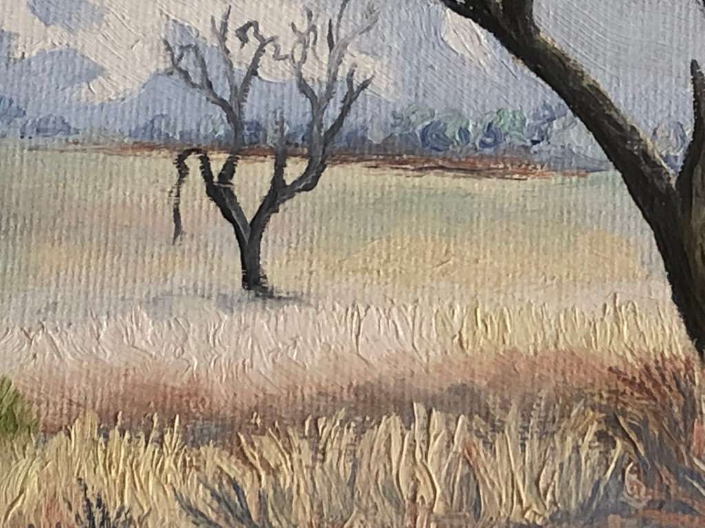 ORIGINAL - BANIE VAN DER MERWE (1903-1972) NAMIBIAN LANDSCAPE - WATERCOLOUR , SIGNED - DATED 1936