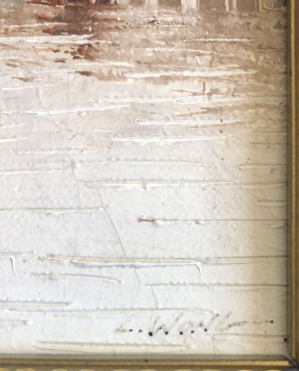 ORIGINAL - L. WONG - JUNK SHIPS IN HARBOUR OIL ON CANVAS ATTACHED TO BOARD - SIGNED