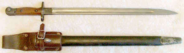 1907 Pattern Lee Enfield Bayonet with scabbard and Leather Bayonet Frog