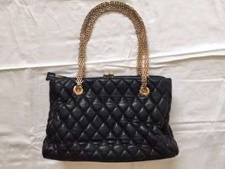 Black Chanel-Style Bag with Gold-Tone Hardware