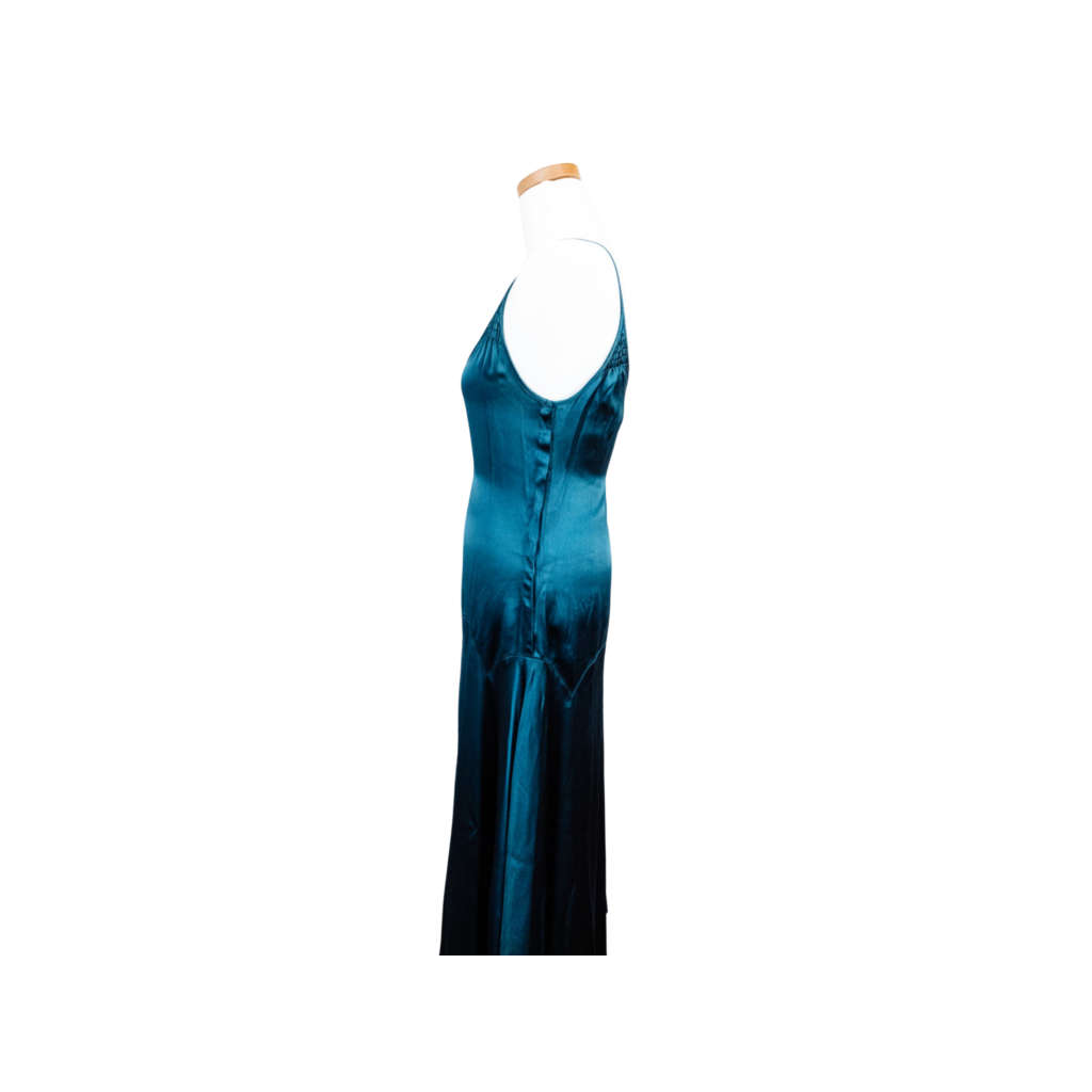 MARC JACOBS TEAL GREEN SILK SLIP BUSTIER DRESS (SIZE : WOMEN M)