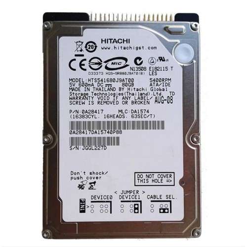 80GB  HGST - Travelstar 5K160 5400 RPM 8MB Cache 2.5` IDE Ultra ATA10