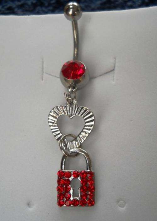 Beautiful Red "Lock" - Belly Ring