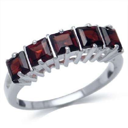 2.29ct. 5-Stone Natural Garnet SOLID 925 Sterling Silver Ring Size 8