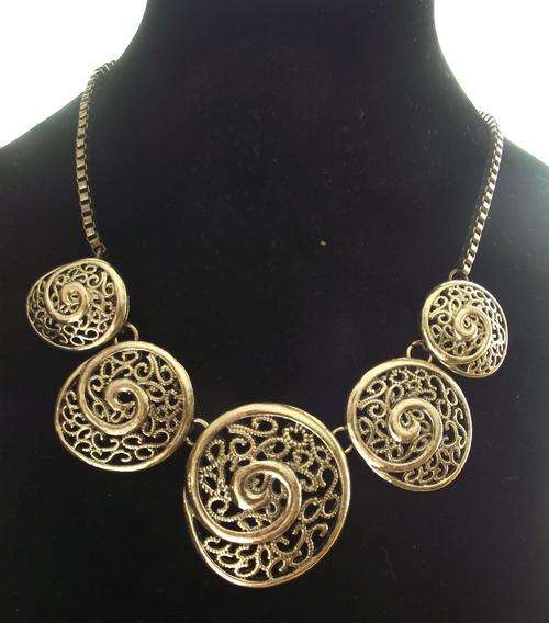 Gorgeous Tibetan Silver Gold tone Swirls Necklace