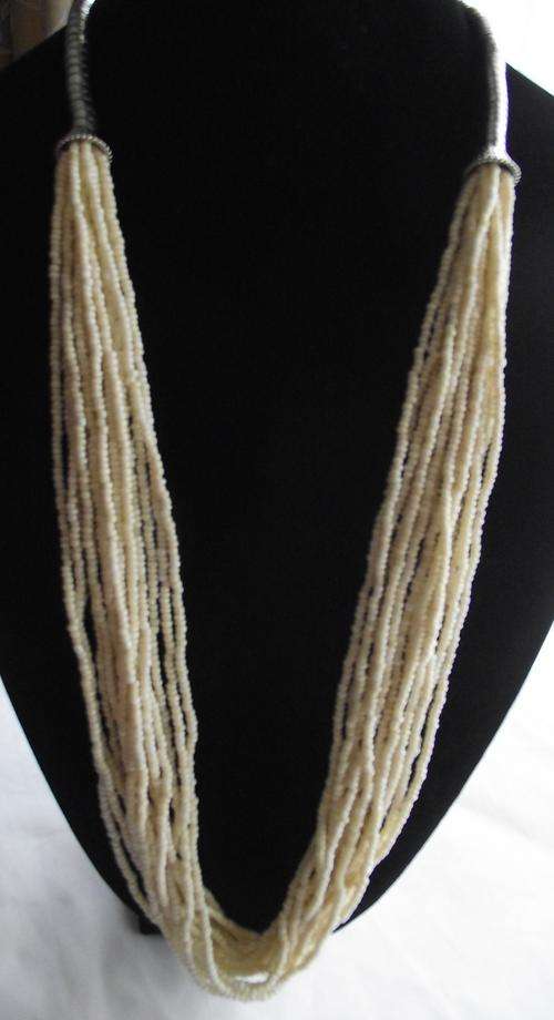 Beige Seed Beads Bohemian Necklace