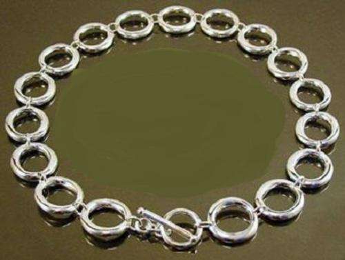 GORGEOUS  925 sterling SILVER  COATED CIRCLES NECKLACE