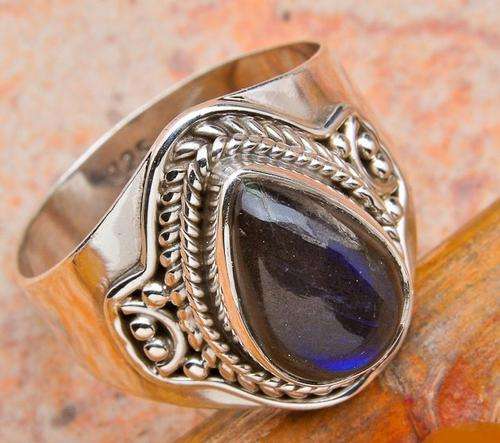 LABRADORITE SOLID .925 STERLING SILVER RING SIZE 6.75