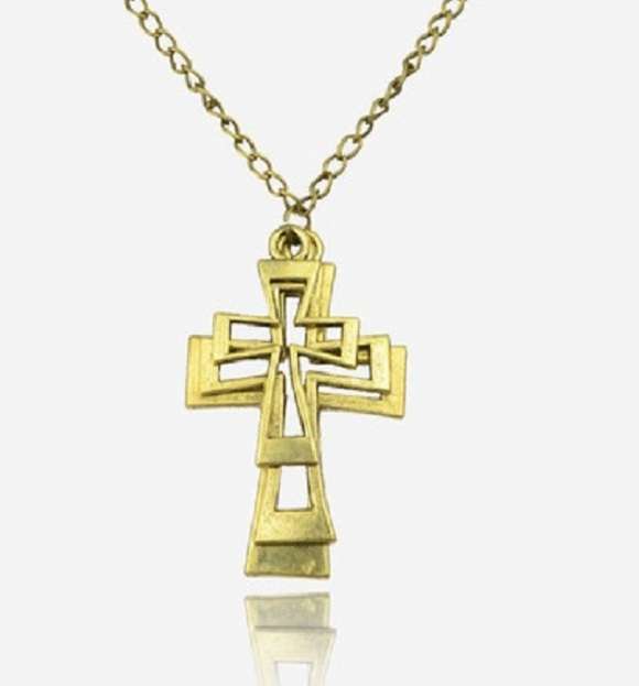 Metal  Three Cross Pendant Antique Necklace