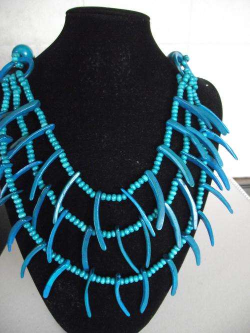 Bohemian Long Turquoise Wood Beads Necklace