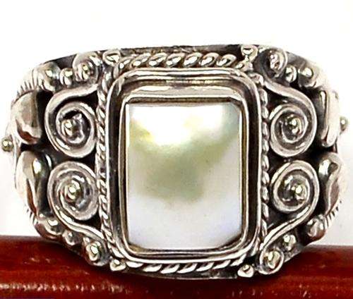 PEARL SOLID 925 STERLING SILVER RING   SIZE 6.5