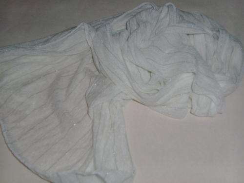 WHITE Long-Light Weight-Stretch-Sparkling-Stripe Sheer Fashion Scarves with Tussels