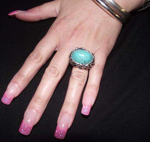 LOVELY TIBETAN SILVER TURQUOISE RING # 8