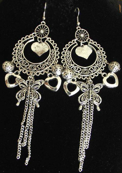 Tibetan Silver  Hoop dangle Earrings